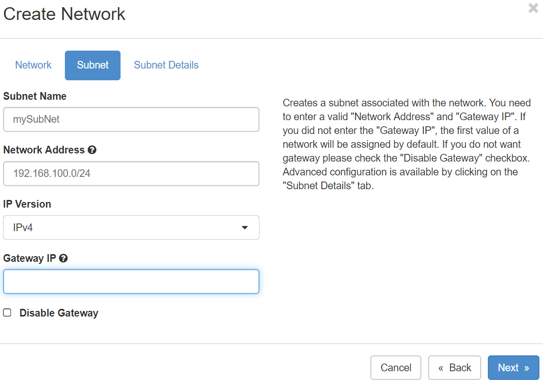 Create SubNet